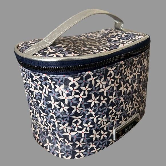 Nicole Miller NY Blue Floral Cosmetic Bag Travel Toiletry Case Makeup 9x6x6 - Picture 4 of 8